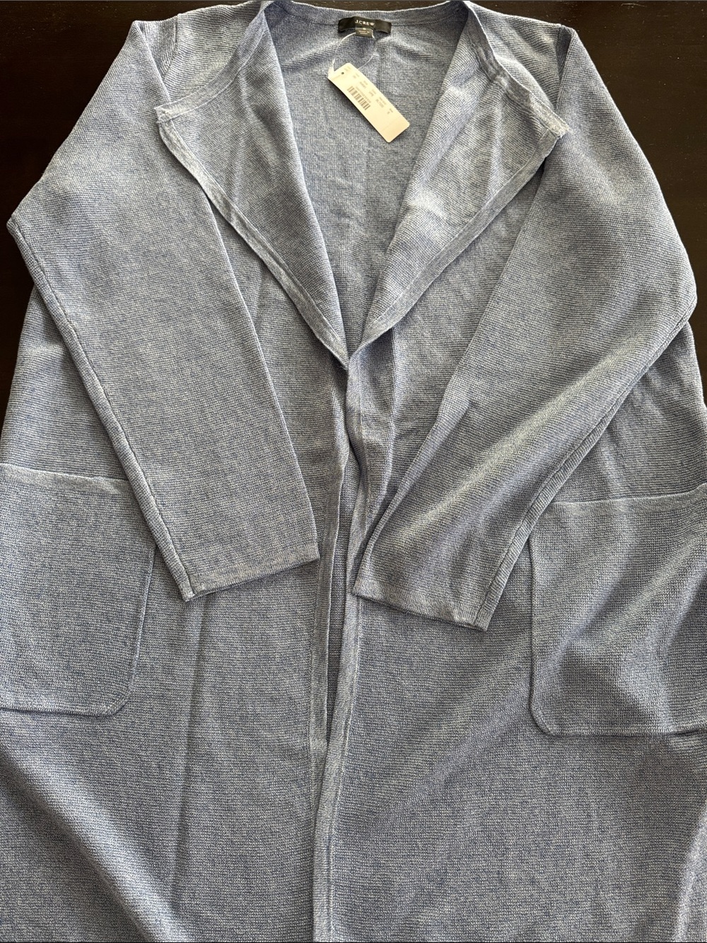 J Crew Medium Cornflower Blue Open-Front Women's Knit Long Cardigan Jacket